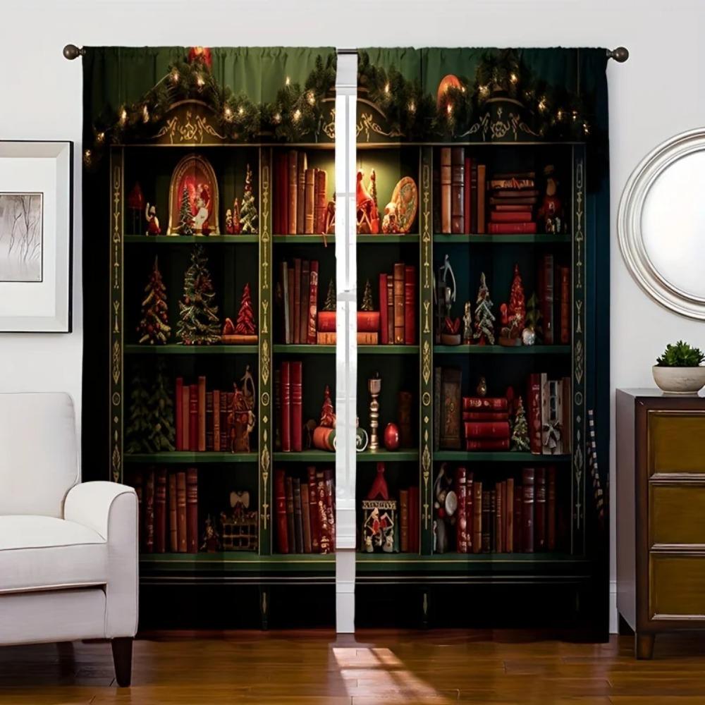 2 шт., Красная занавеска Ночь Готический замок Карманные цифровые печатные шторы, полиэстеровый материал, подходит для гостиной, кухни