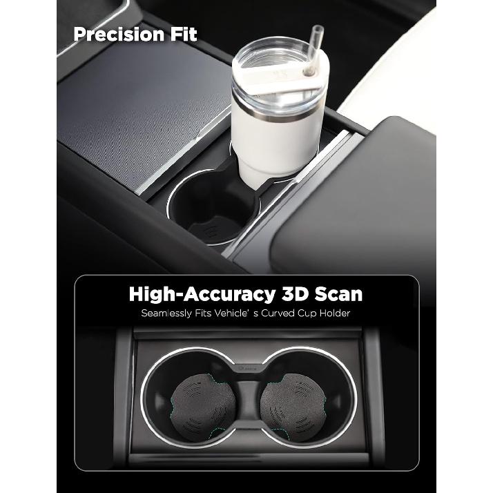 TPARTS Silicone Center Console Cup Holder Ert For New Tesla Model Y Juniper 2025+/Model 3 Highland 2024+ Anti-Slip Dust & Water Proof Noise Free