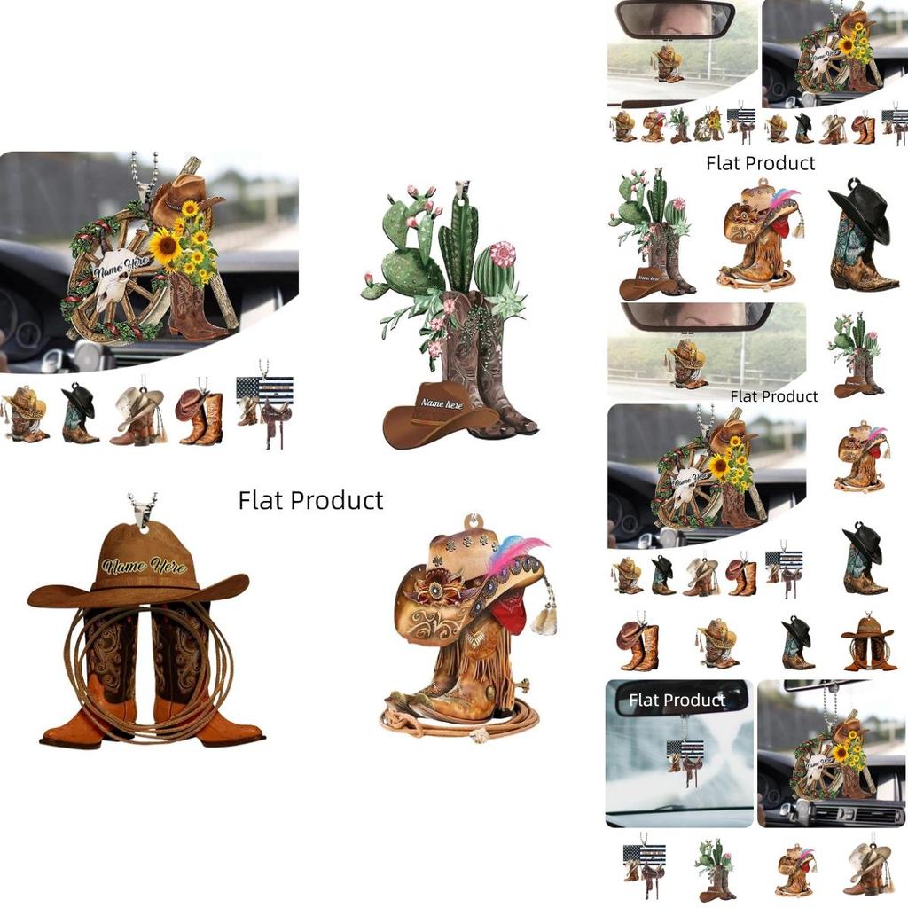 Новинка Персонализированное декоративное акриловое подвесное украшение в виде ковбойского сапога для автомобиля, брелок-подвеска для седла, винтажный стиль