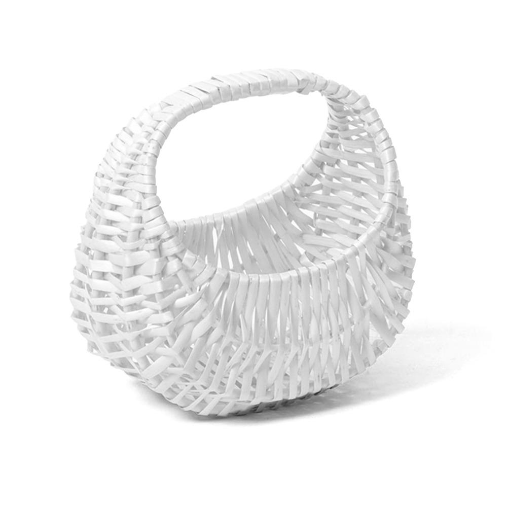 Gift With Handle Flower Basket Half Moon Willow Woven Rattan Basket Hand-held DIY Storage Basket Home Decoration