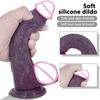 Dark Color Soft Silicone Dildo Sexy Toys For Woman Masturbation Skin Feeling Realistic Penis Dildos With Suction Cup Adult Toys