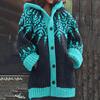 Halloween Animal 3D Printed Hooded Cape Sweatshirt Women - Streetwear Longline Hoodie With V-Neck Button Front