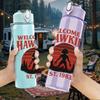 1PC Welcome To Hawkins Retro Poster Print 750ml Color Plastic Sports Water Bottle Leakproof Flip Straw Lid Suitable for Sports Office Home Use