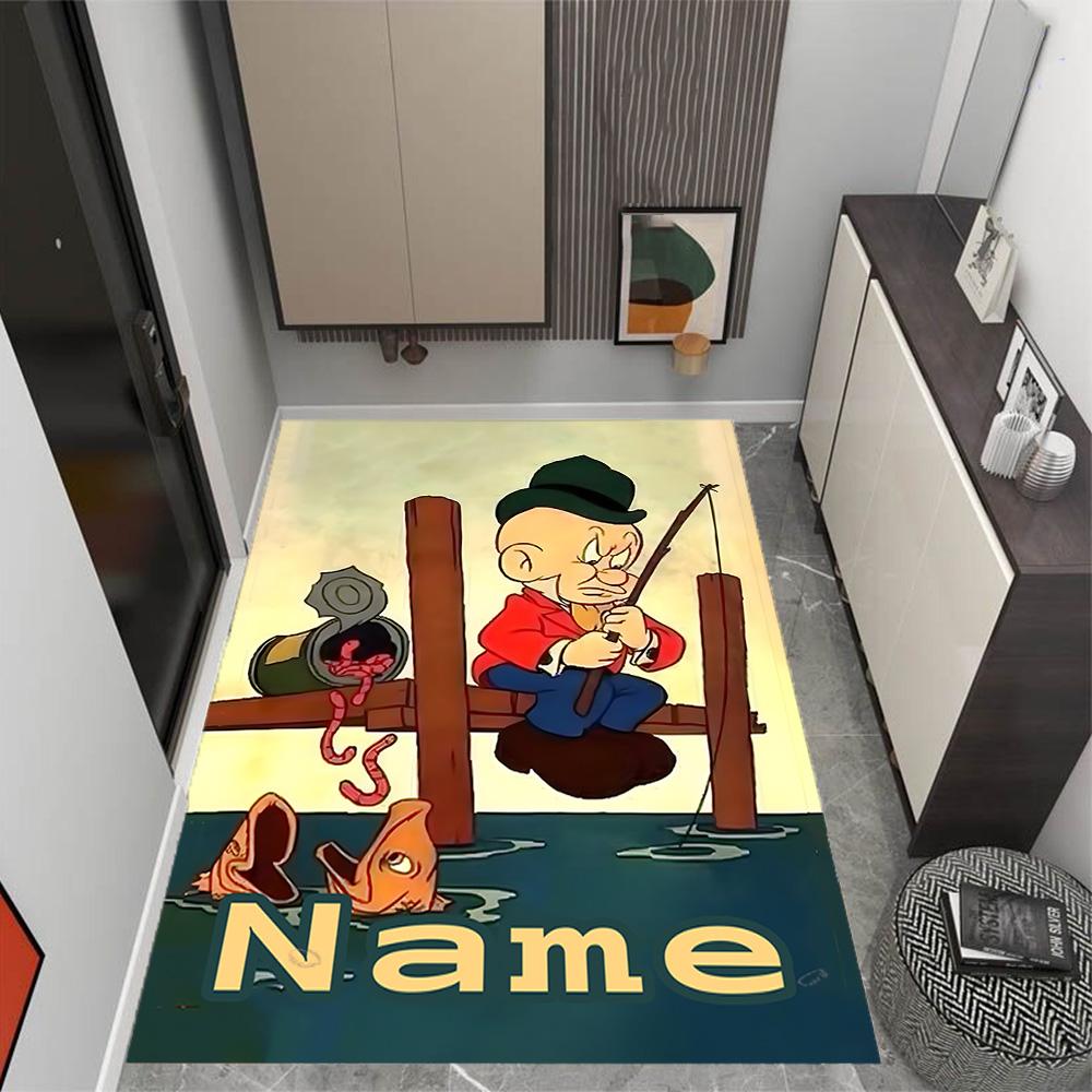 Looney Unique Rod. Personalized Text Floor Rug Office Rug Design for Entryway Dining Room Decorate room Hallway Anti-slip Rug Anime Office Decor