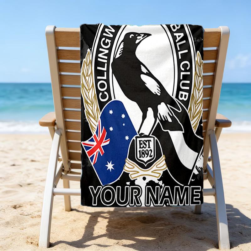 1pc Football17 Beach Towel with Custom Name, Beach/Swimming/Bath/Picnic/Camping Towel, Suitable for Seaside Beaches