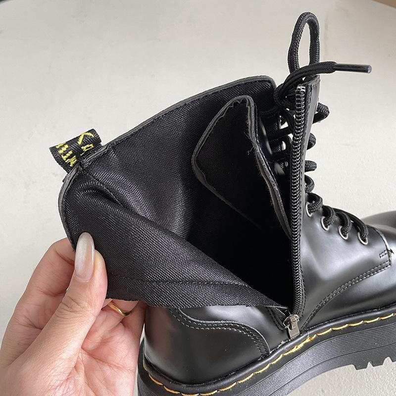 Ботинки Martin в стиле ретро черного цвета с толстым каблуком и толстой подошвой женские, новые весенне-осенние короткие тонкие ботинки в британском стиле 2025 года