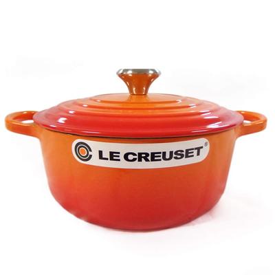 Кастрюля Кокот Круглая Оранжевая 09 Le Creuset/Двуручная 21177-20см (Серебряная ручка) [Элемент]