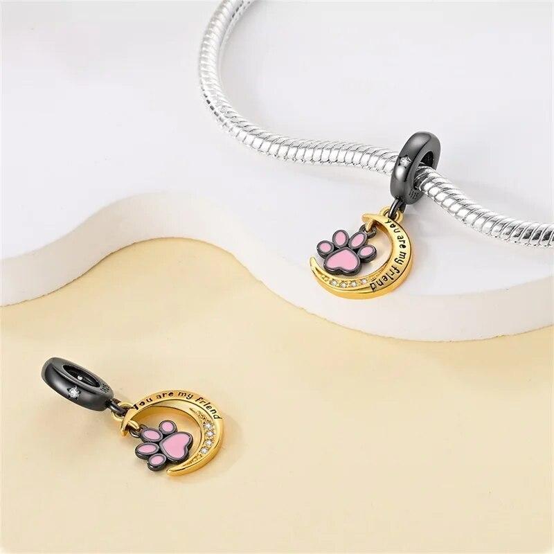 Подвески из стерлингового серебра 100% 925 пробы, подходят для золотой луны, звезды, черного кота, Щелкунчика, висячие подвески, изготовление ювелирных изделий своими руками