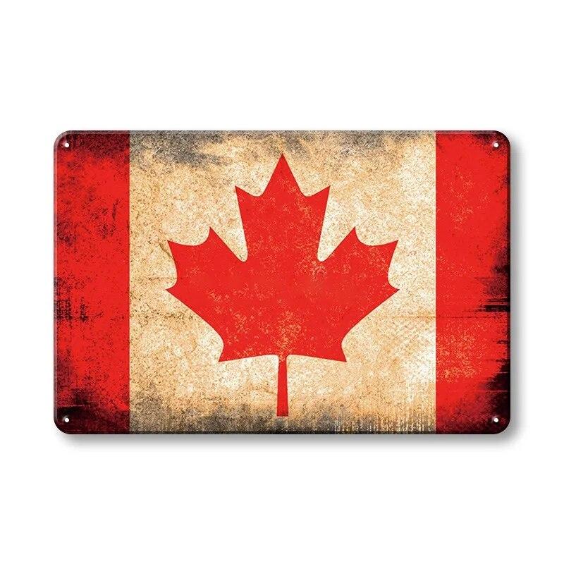 Metal Sign National Flag France Turkey Canada America Wall Decor Tin Sign Country Flag Home Decor Crafts Plaques Metal Poster