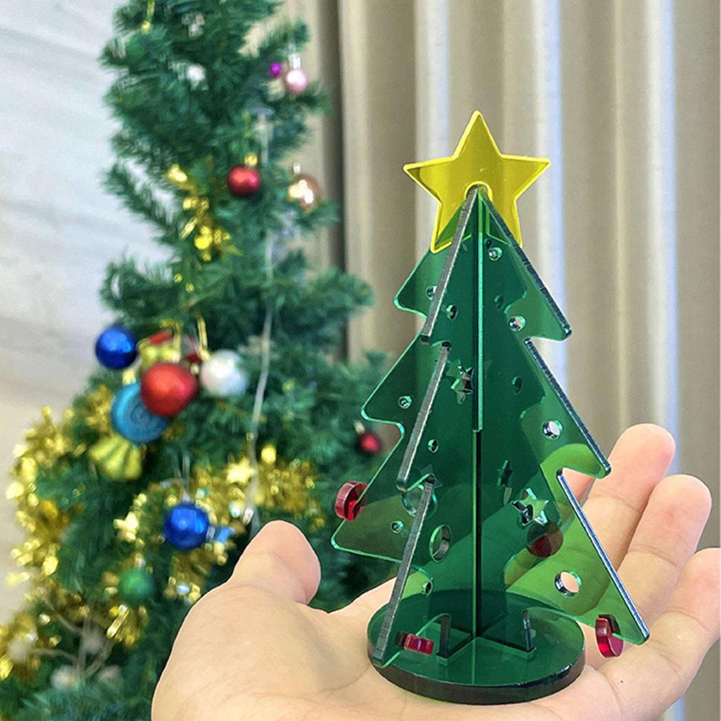Акриловая новогодняя елка DIY Kit Мини Простая установка Настольная новогодняя елка для украшения подарка M 145x195 мм
