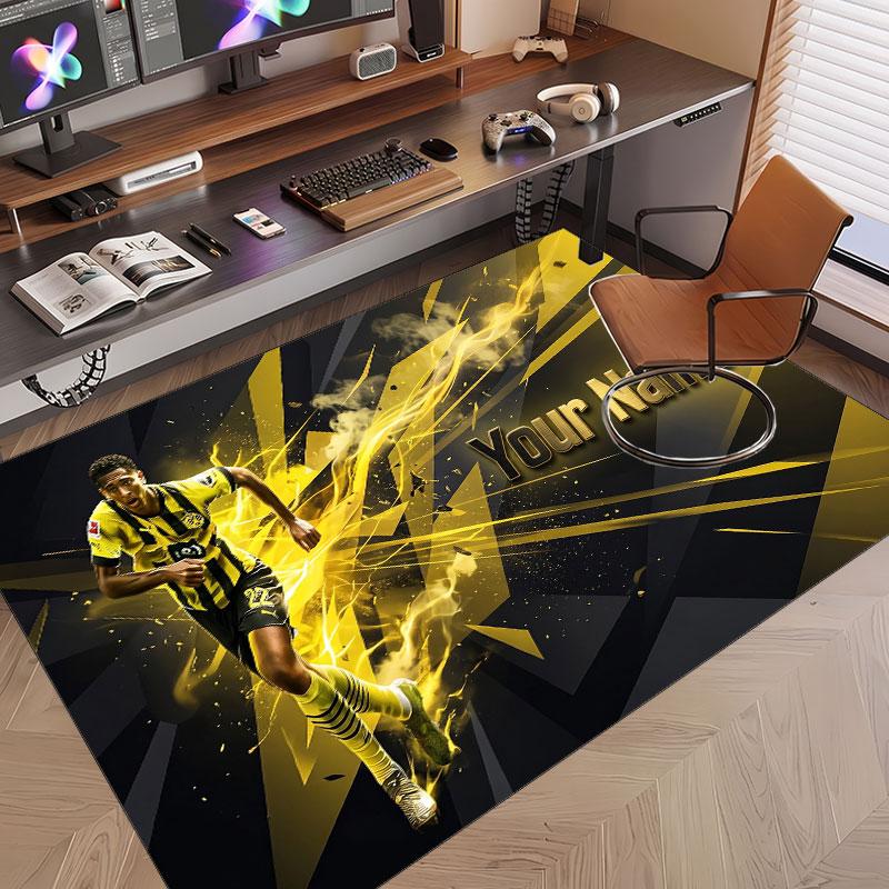 Custom Rug Jude Bellingham Pattern Print Name Text Soft Non‑Slip Floor Carpet for Home Indoor Decoration