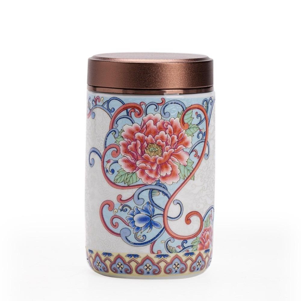 Mini Empty Tea Tin Can Ceramic Tea Packaging Box Flower Enamel Tea Canister  Home/Office/Travel