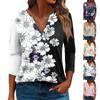 Women's T Shirt Tee Printed 3/4 Sleeve Daily Weekend Fashion Basic V Neck Regular Top