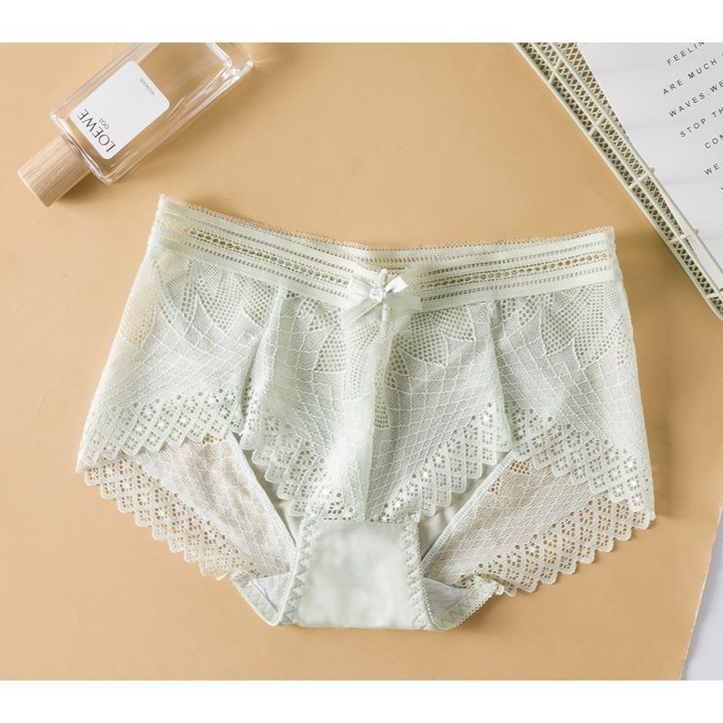 Sweet and Comfortable Fit Bow Pants Breathable Hollow Out Sexy Cotton Low Waist Lace Triangle Pants