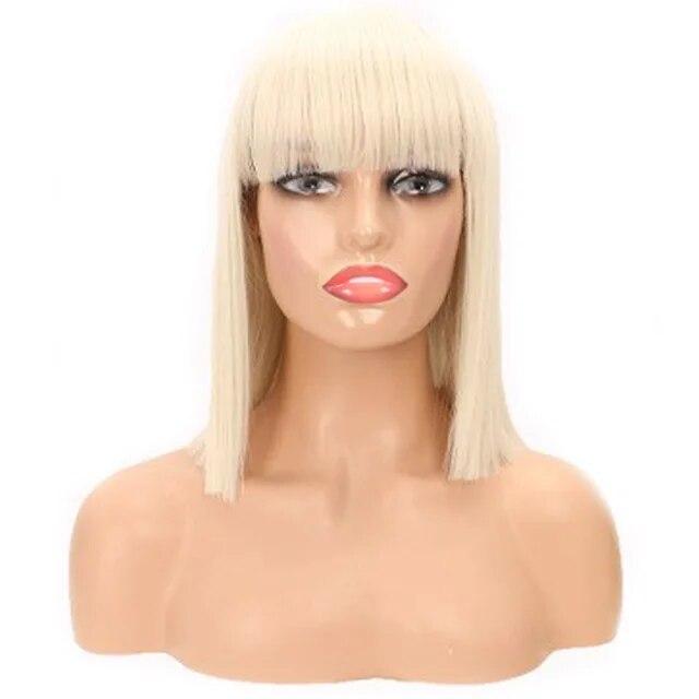Европейско-американский парик женский, короткие прямые волосы с челкой, боб, одна стрижка из химического волокна, полная голова