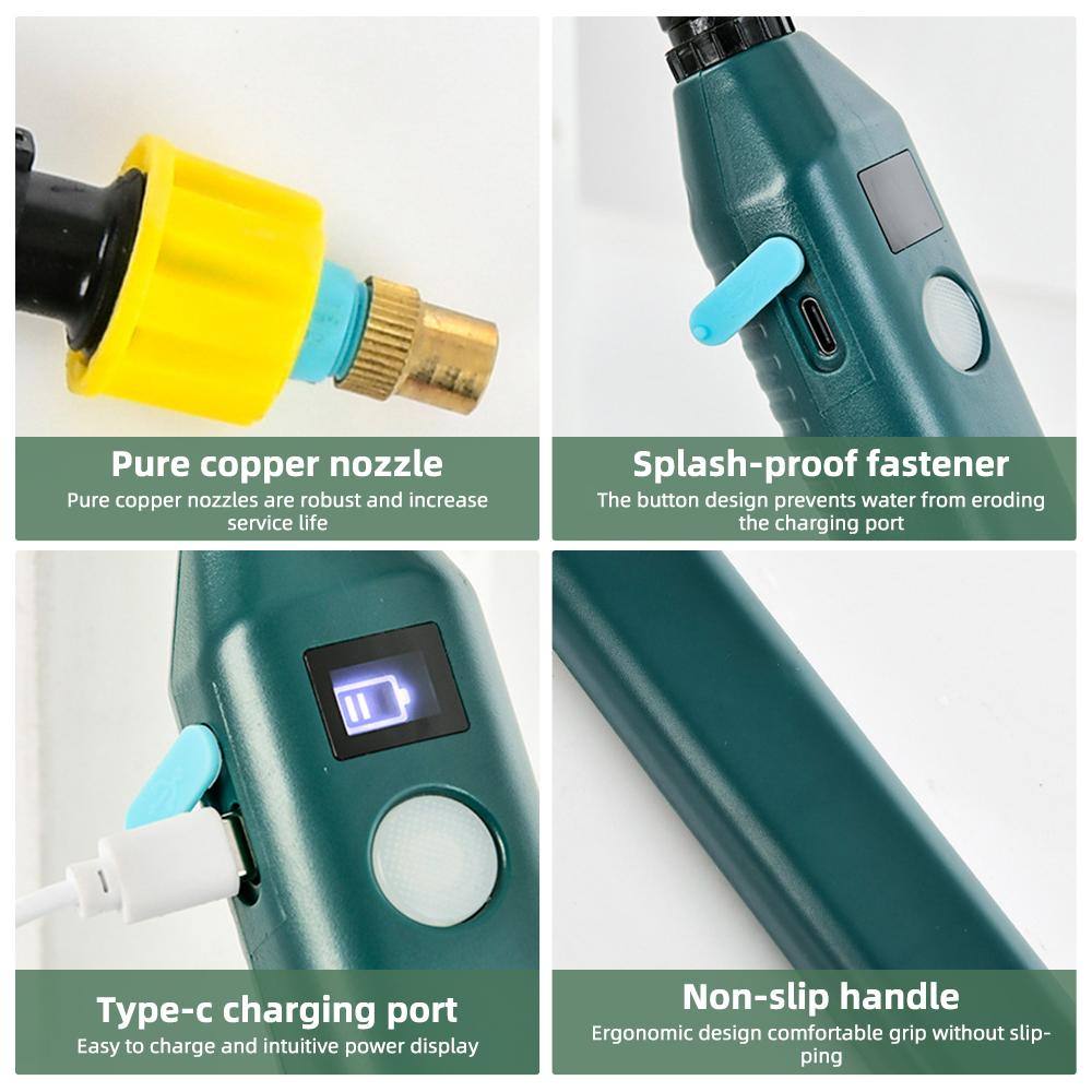 Stainless Steel Water Hose Sprayer Wand Spray Adjustable Electric Power Display Handheld