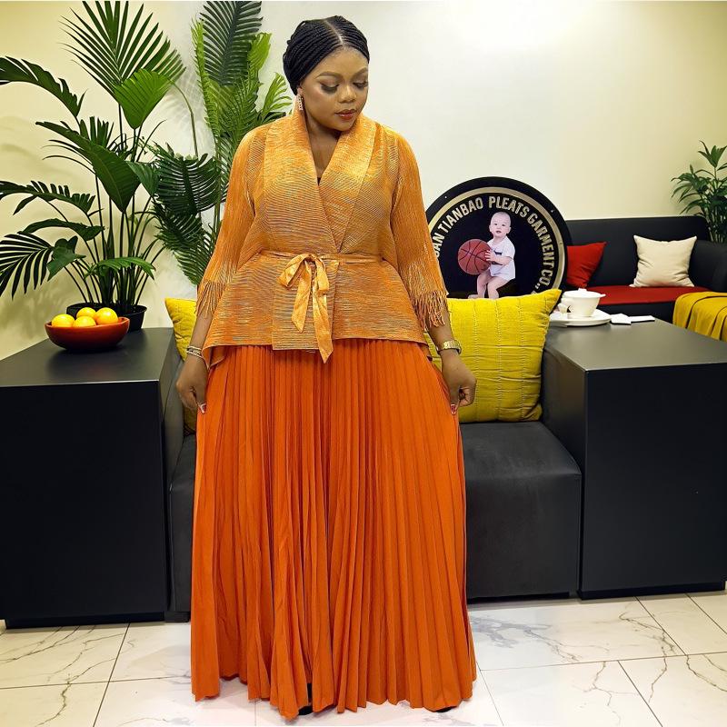 Miyake Pleats Women's 2025 Summer Oversized Casual Fashion with African Hot Stamping