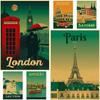 Pairs Roman London Landscape Posters Vintage Europe City Tour Travel Poster Wall Art Decor Home Room Bar Cafe Decoration