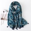 Ethnic Cashew Print Cotton Linen Tassel Scarf - Sun Protection for Summer & Autumn