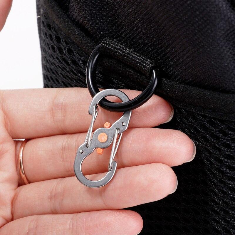 5Pcs Outdoor Camping S Type Carabiner With Lock Mini Keychain Hook Anti-Theft