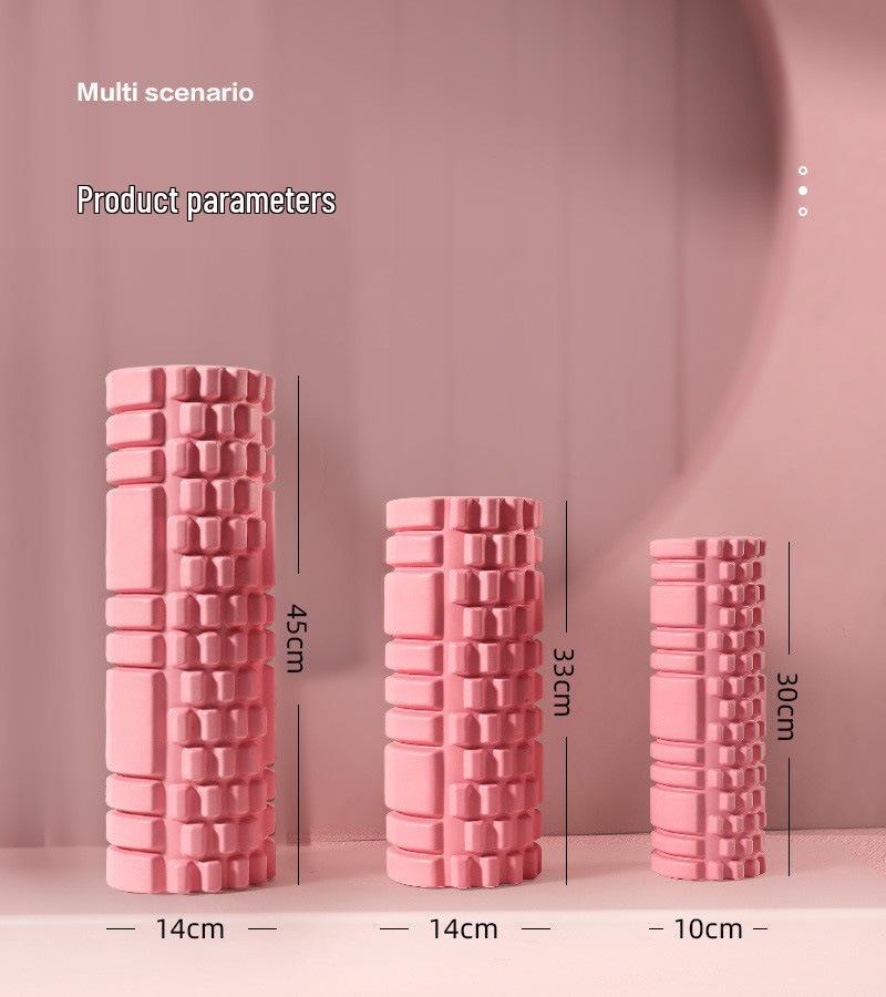 Pink EVA Foam Yoga Massage Roller with Textured Design