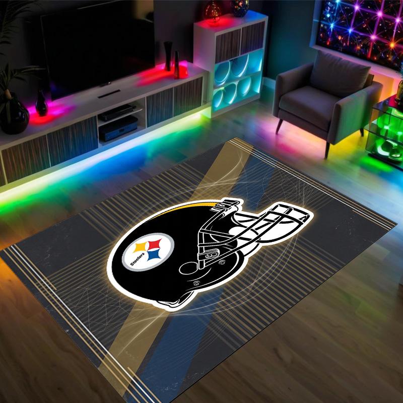 Pittsburgh Steelers Design Crystal Velvet Carpet Cozy Non?Slip Printed Rug For Bedroom Living Room Entrance