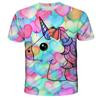 Летняя детская футболка с 3D розовым единорогом, одежда для подростков, футболки с популярным принтом для малышей, одежда для девочек, футболка