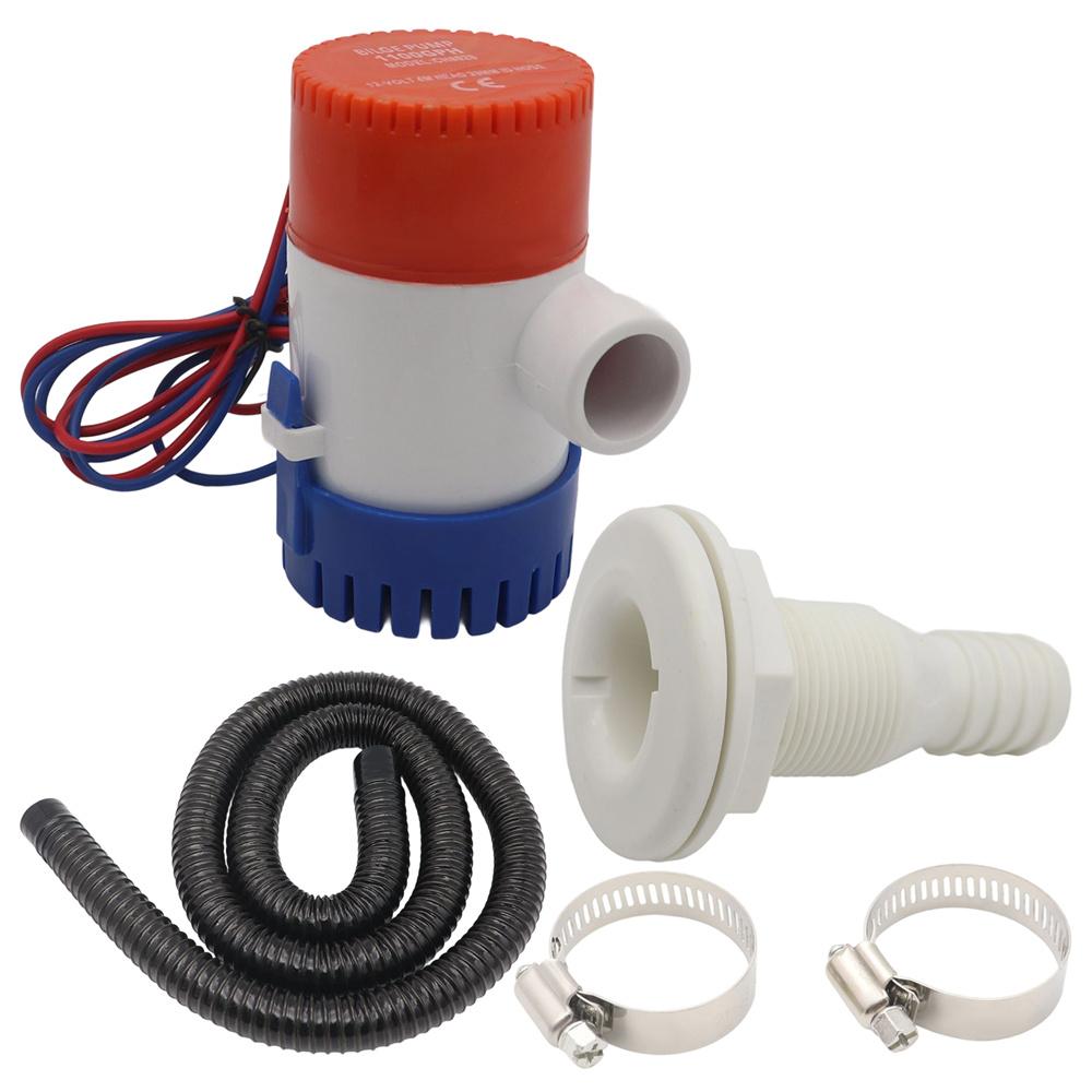 12V 1100GPH Bilge Pump Drain Kit Water Pump With Drain Fittings
