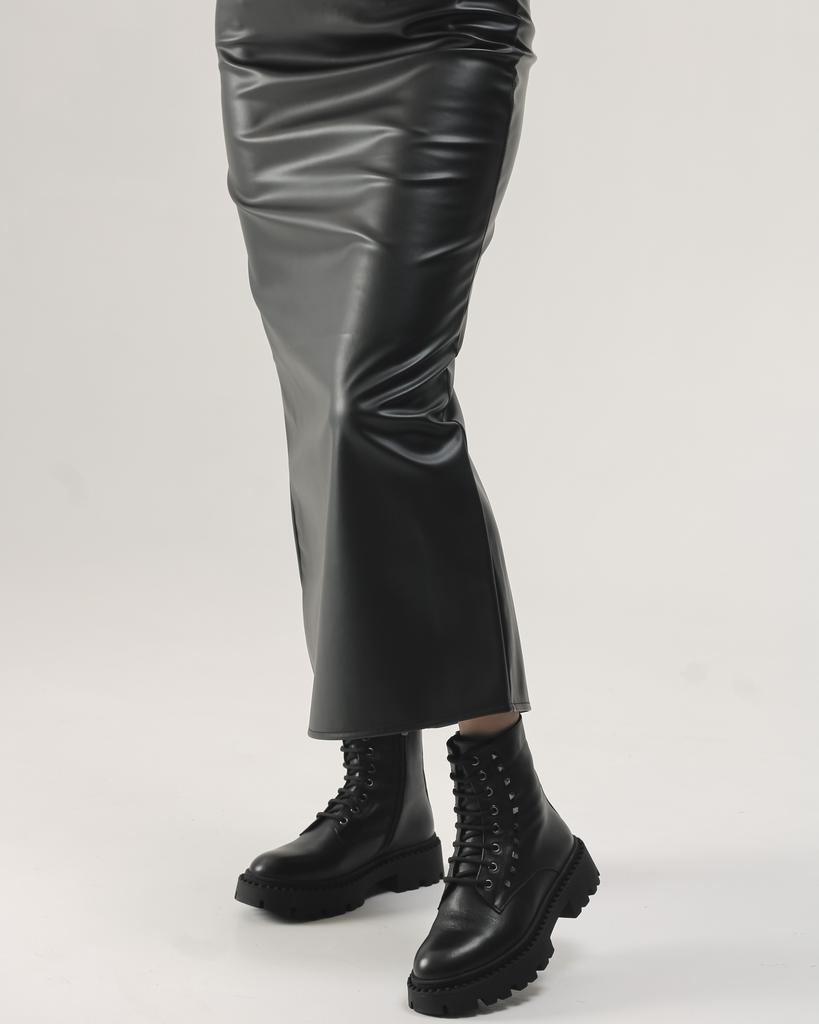 Платье кожаное MZR 21104 S черное