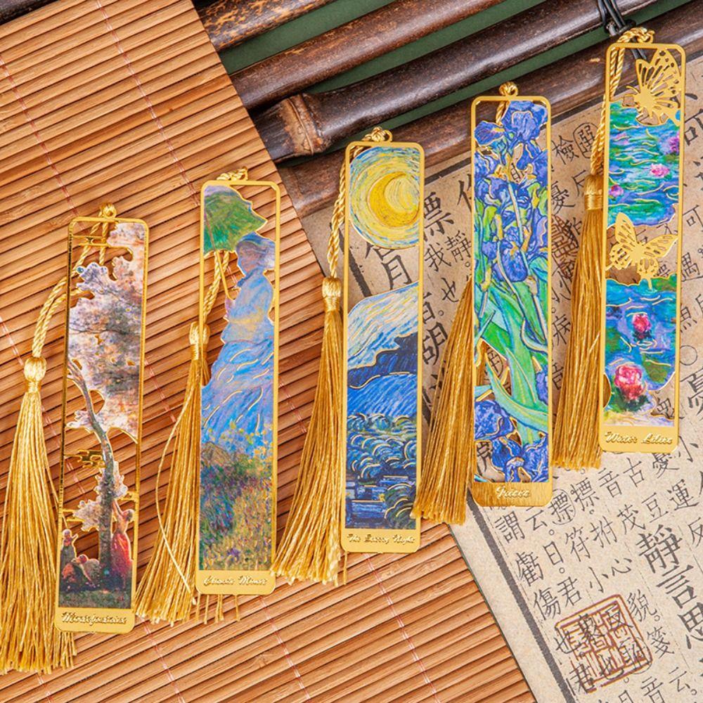 Oil Painting Metal Bookmark Student Gift Pagination Mark Creative Reading Book Clip