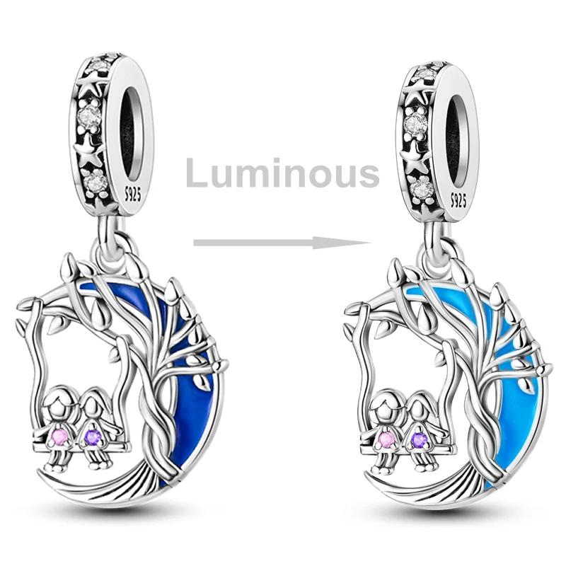 Fit Original Bracelet Copper Moon Series Charms Beads Inlaid Zirconium Luna Cat Dangle Pendants Diy Jewelry