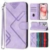 Skin Feel Geometric Magnetic Wallet Case for iPhone Samsung Xiaomi Huawei Google PU Leather Kickstand Flip Cover with Handstrap