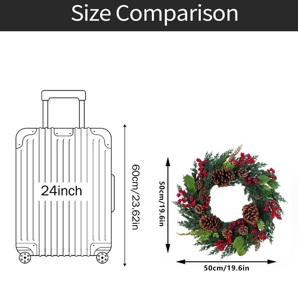 Рождественское украшение для дома Дверные украшения Большая гирлянда из красных ягод