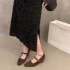 Wedge Heel Retro Suede Mary Jane Single Shoes Women's Shoes Spring and Autumn 2024 New Summer Skirt Evening High Heels
