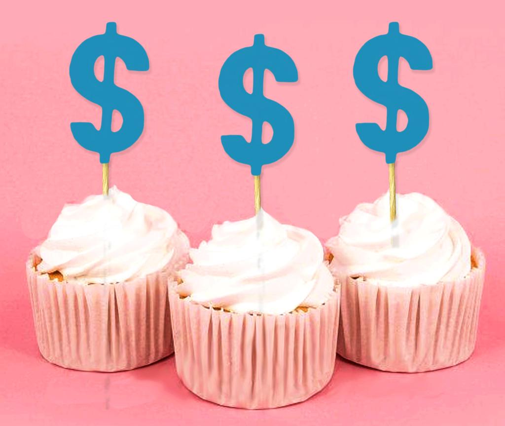 Darling Souvenir Знак доллара Cupcake Toppers День рождения Свадьба Десертные украшения - Pack Of