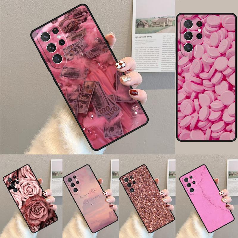 Розовый эстетичный чехол из ТПУ для Samsung Galaxy note 10 pro S26 S25 S24 S23 S22 Ultra Plus S21 FE S20 Ударопрочный чехол