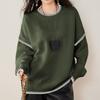 Женский модный повседневный универсальный ленивый стиль контрастный пуловер с круглым вырезом, длинным рукавом, свободный вязаный свитер