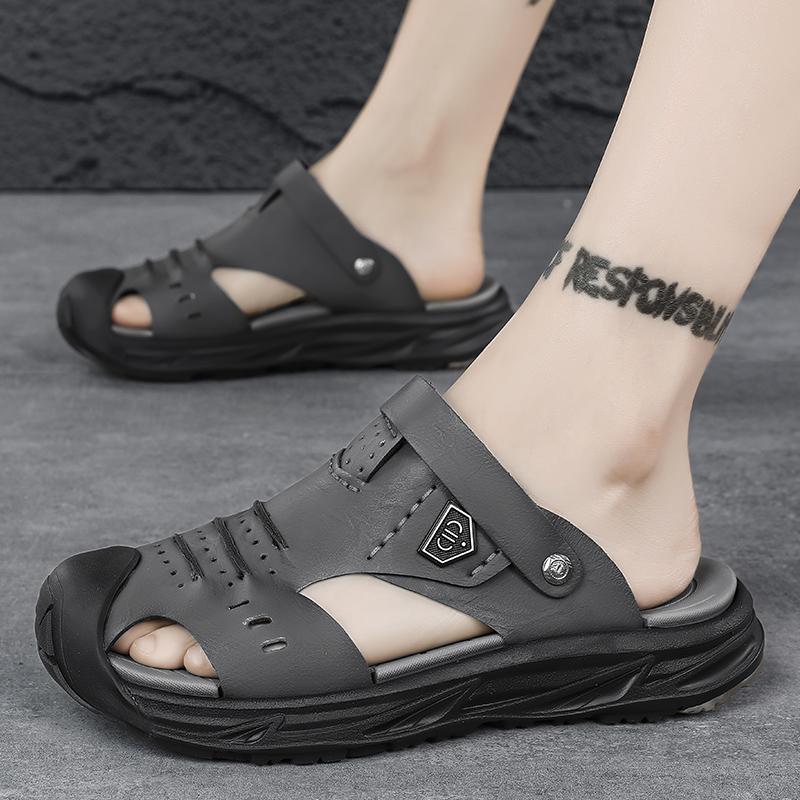 Дышащие вентилируемые мужские тапочки Мягкая подошва Противоскользящие Повседневные Модные туфли Для отцов среднего возраста ПВХ материал Мягкая толстая подошва