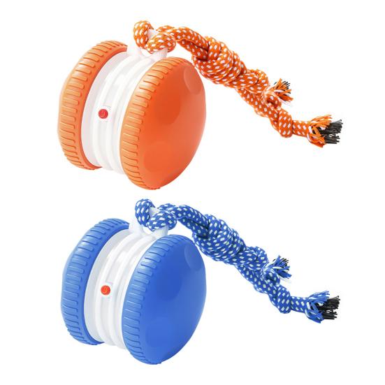 Катающийся Игрушечный Пес 2 Скорости Автоматически Катающийся Игрушка для Питомцев Электрический Интерактивный Игрушечный Пес Мяч с Веревкой для Маленьких Средних Собак Кошек Игра Снятие Скуки