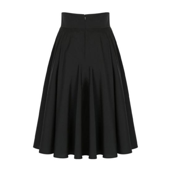 Women Skirt Elastic High Waist A-Line Style Skirt Solid Color Large Hem Skater