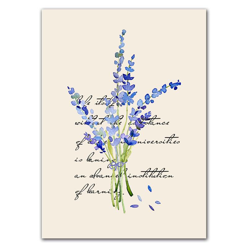 Скандинавская лавандовая картина на холсте, английская комбинация, декоративная модульная Настенная картина для гостиной, домашний декор, постер HD2773