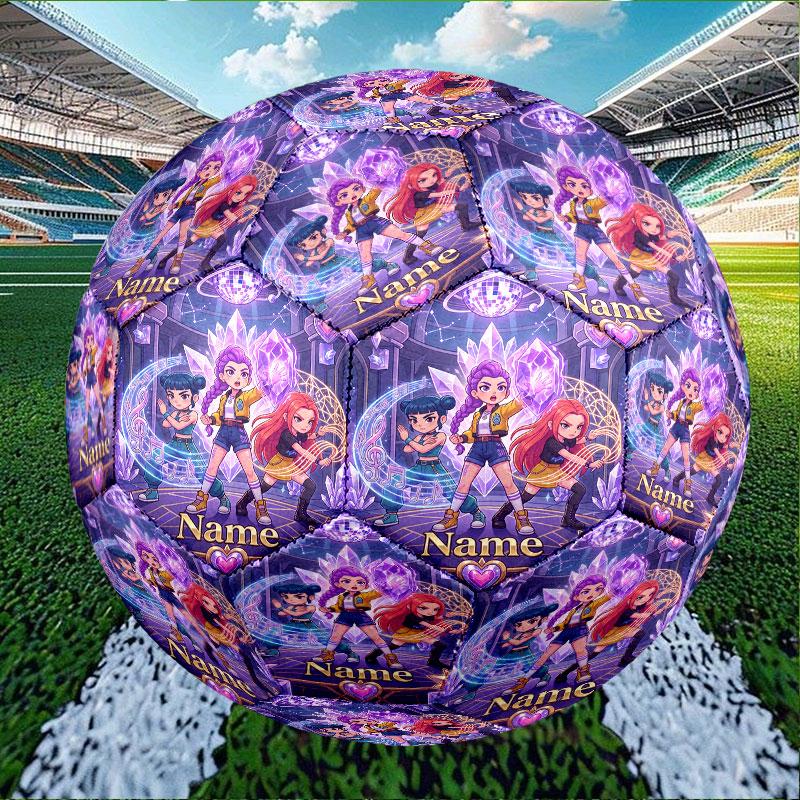 Custom Name Personalized Kpop Demon Hunter Print Size 5 Soccer Ball Training & Match Football, for Team, Kicking, Gift for Football Enthusiasts