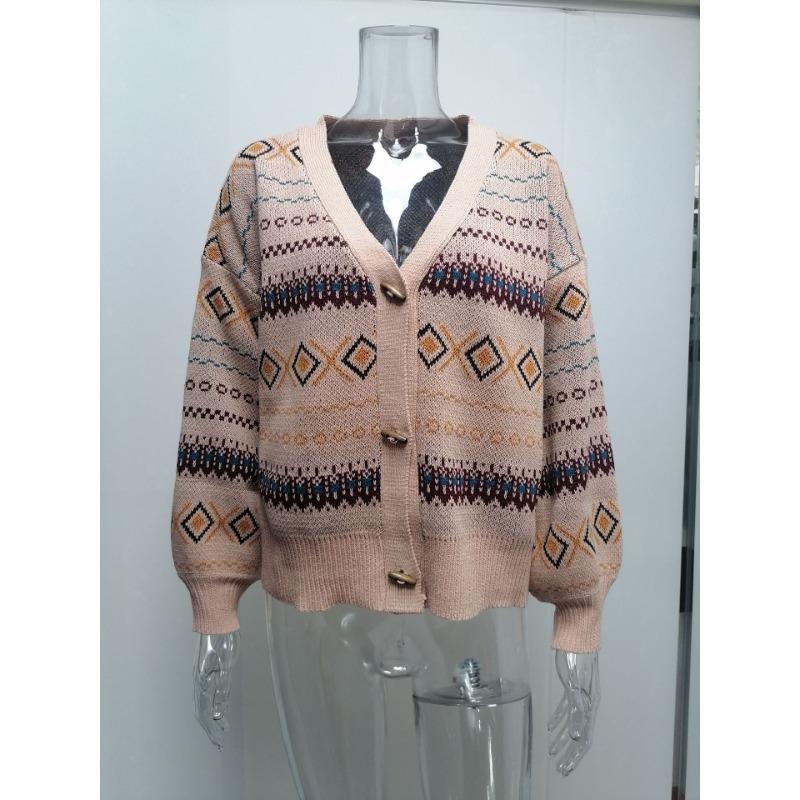 Модный зимний вязаный свитер женский большого размера свободный повседневный кардиган с V-образным вырезом свитер куртка