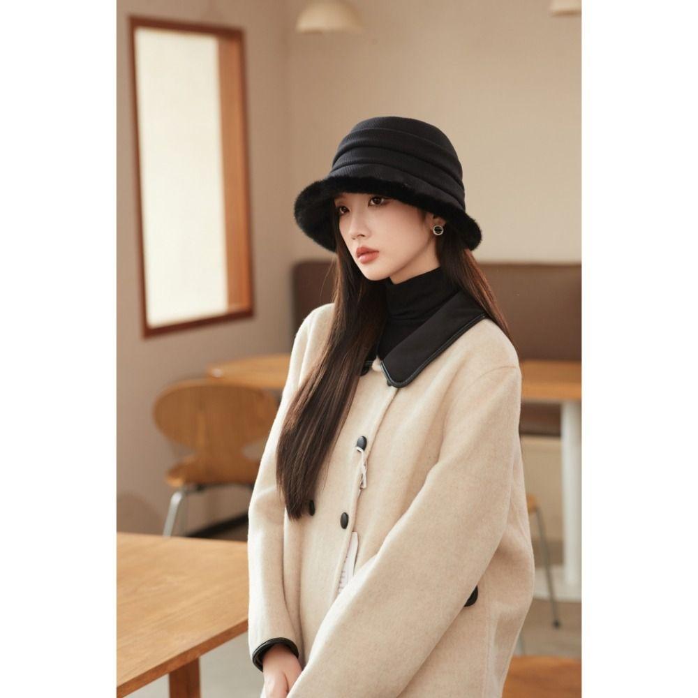 Толстая плюшевая женская шапка-рыболов, защита ушей, теплая шапка-ведро, зимняя теплая панама для женщин