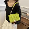 Fashionable Trend Chain Lock New Diamond Indentation Women's Korean Version Simple Crossbody Single Shoulder Small Square Bag Trendy