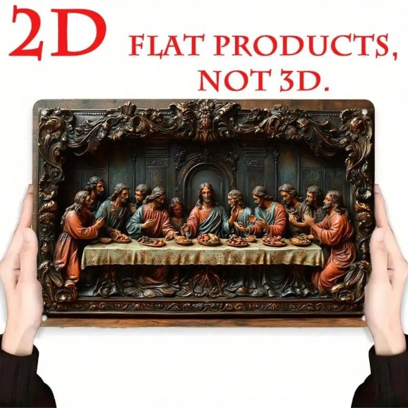 Vintage Tin Sign Last Supper Metal Wall Art Rustic Decor