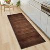 Dark Brown Wood Grain Runner Rug - Realistic Rustic Plank Floor Mat for Hallway, Entryway  Farmhouse Decor