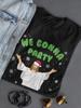 Mens Vintage  Santa Claus Christmas TShirt  Slim Fit Short Sleeve Cotton Shirt with WE GONNA PARTY Slogan