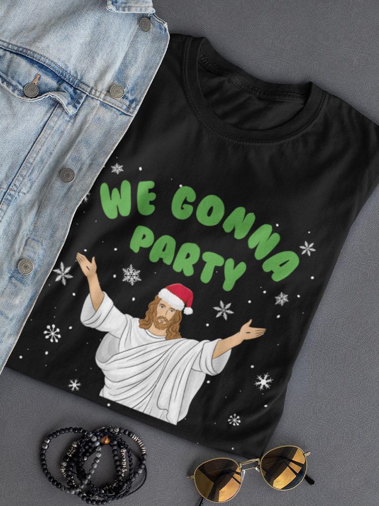 Mens Vintage Santa Claus Christmas TShirt Slim Fit Short Sleeve Cotton Shirt with WE GONNA PARTY Slogan