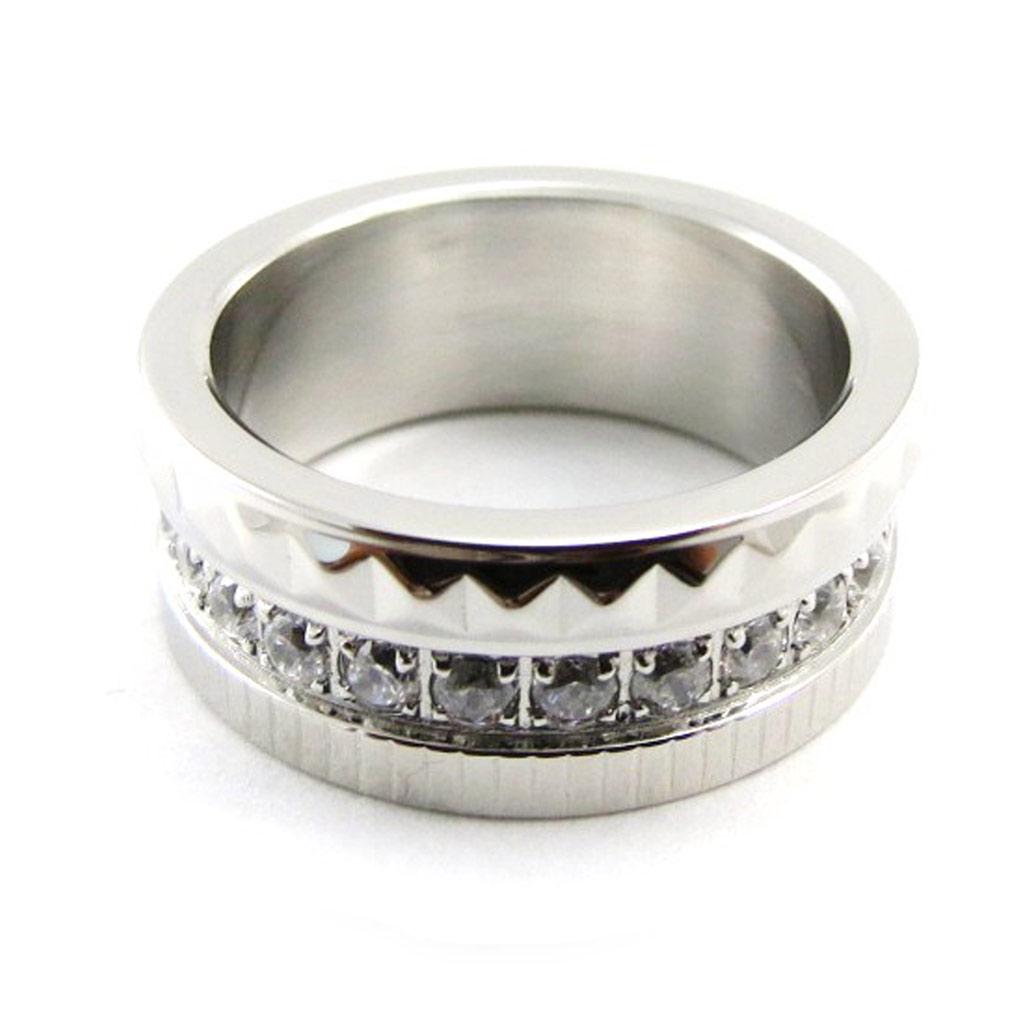 Кольцо стальное "Богиня" Серебро белое - 8 мм